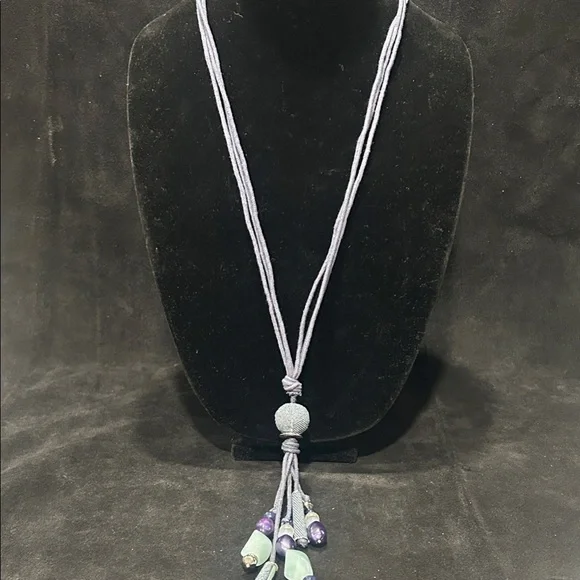 Christopher & Banks Blue and Silver Beaded Necklace - Picture 7 of 15